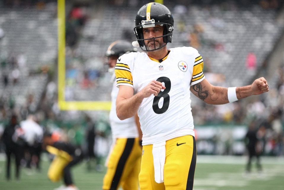 Aaron Rodgers, Pittsburgh Steelers quarterback, warming up before a game.