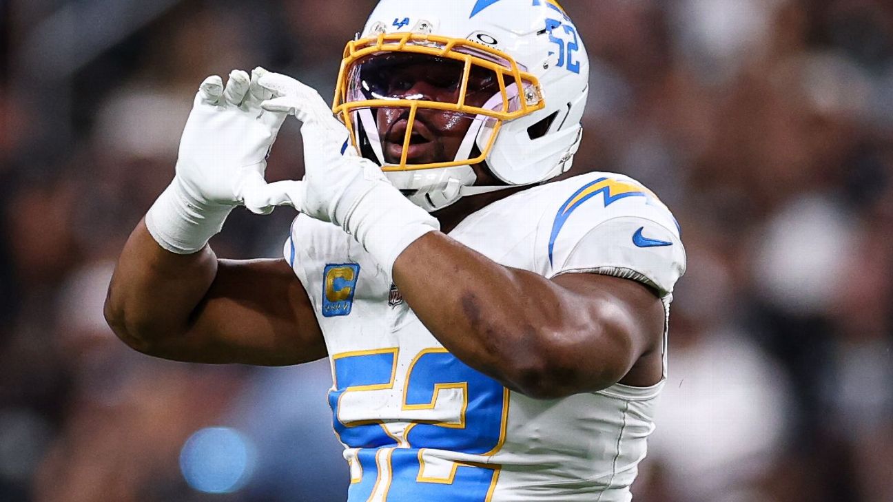 Chargers' Khalil Mack (elbow) exits win early, set for imaging
