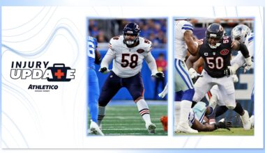 Bears to play without Darnell Wright, Grady Jarrett against Raiders