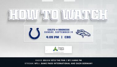 Where to watch Denver Broncos at Indianapolis Colts? The week 2 game kicks off at 4:05 p.m. ET this Sunday and is available to watch on CBS.
