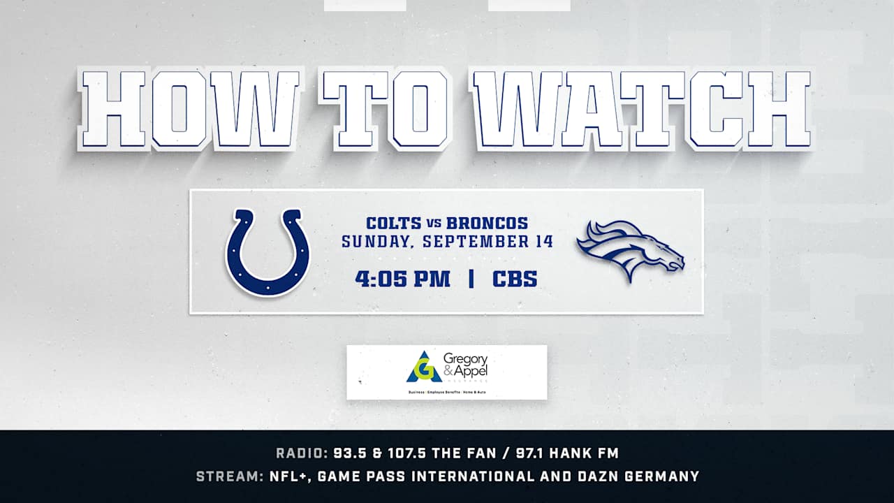 Where to watch Denver Broncos at Indianapolis Colts? The week 2 game kicks off at 4:05 p.m. ET this Sunday and is available to watch on CBS.