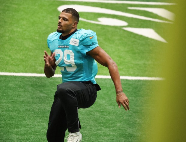 Miami Dolphins safety Minkah Fitzpatrick during practice at the Baptist...