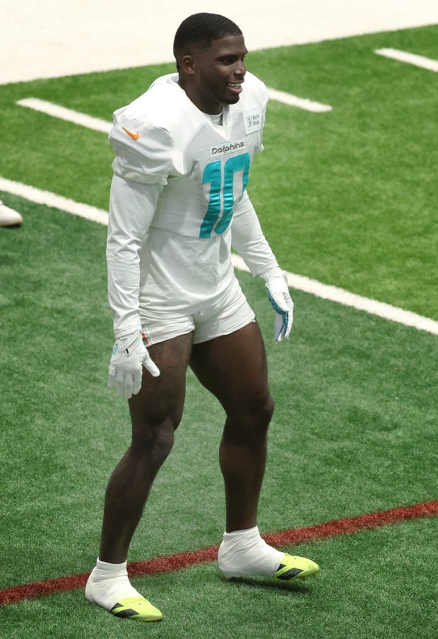 Miami Dolphins wide receiver Tyreek Hill during practice at the...