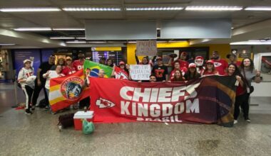 Brazilian Chiefs fans wait 7 hours at airport to welcome team to São Paulo