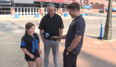 Lions fans get dream moment as Amon-Ra St. Brown and Jared Goff leap into stands