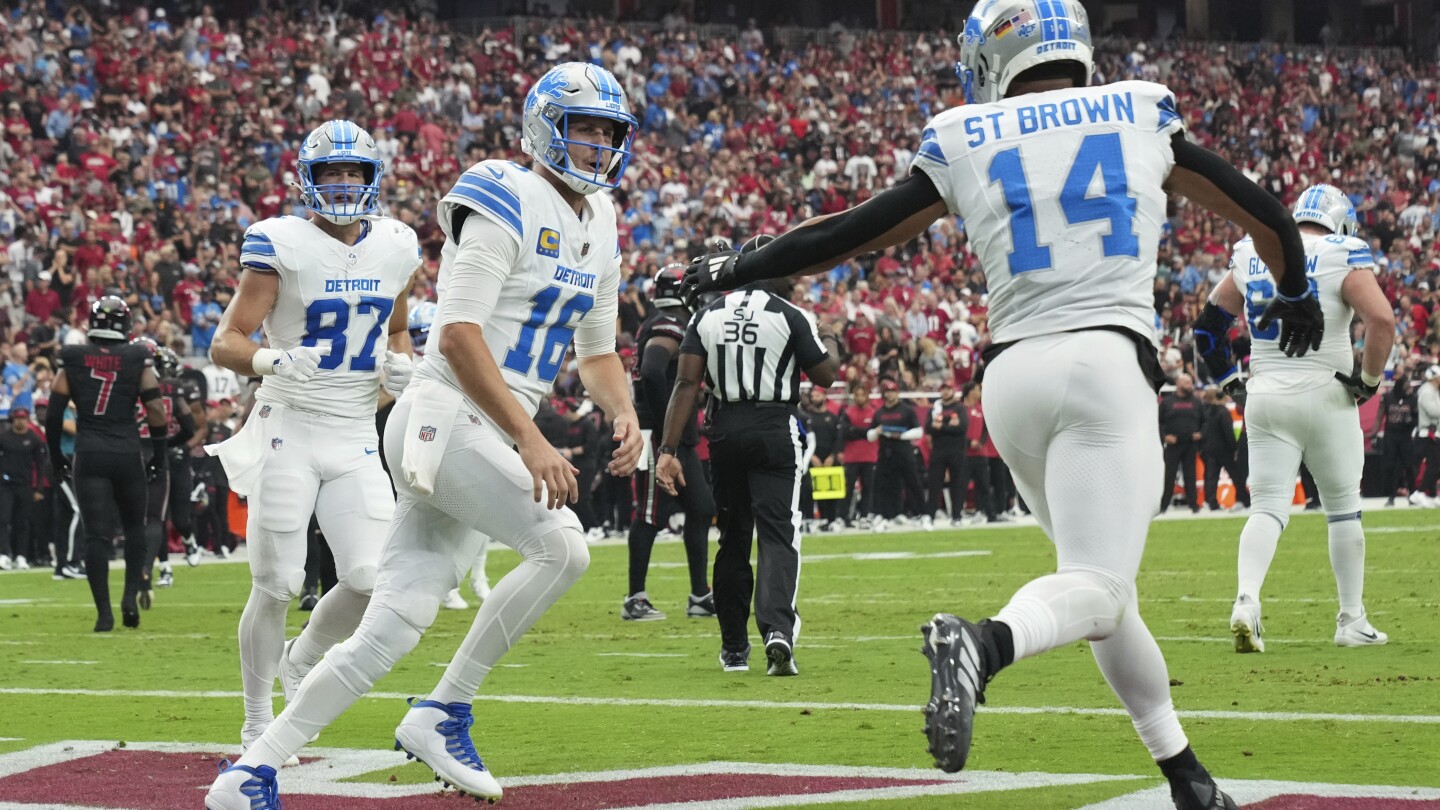 Jared Goff throws 2 TD passes and Lions' defense slows Kyler Murray in 20-13 win over Cardinals