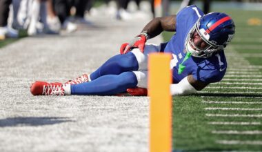 Giants wide receiver Malik Nabers carted off against Chargers with knee injury