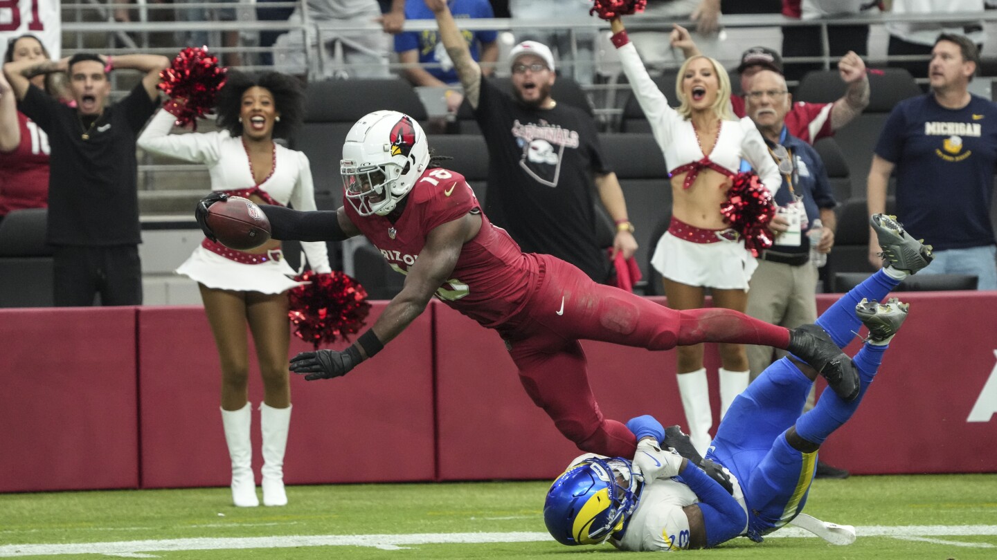 Rookie Marvin Harrison Jr. catches first 2 NFL touchdowns and Cardinals roll past Rams 41-10
