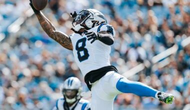 Jaycee Horn pulls in acrobatic interception 