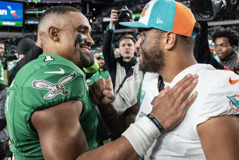 Jalen Hurts (L) of the Philadelphia Eagles, Tua Tagovailoa (R) of the Miami Dolphins, Joe Burrow of the Cincinnati Bengals, and Jordan Love of the Green Bay Packers were among the first quarterbacks selected in the 2020 NFL Draft. File Photo by Laurence Kesterson/UPI