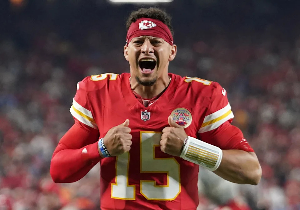 Kansas City Chiefs quarterback Patrick Mahomes during a game.Denny Medley-Imagn Images