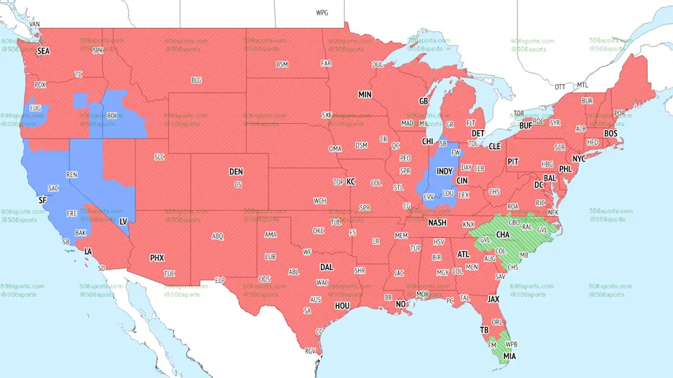 The FOX coverage map for 1 p.m. ET on Sunday, Oct. 5.