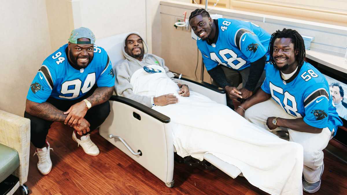Carolina Panthers visit patients at Levine Cancer Institute
