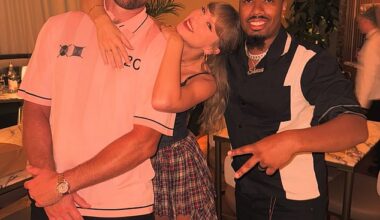 Travis Kelce and Taylor Swift pictured at his Kansas City restaurant on Sunday night