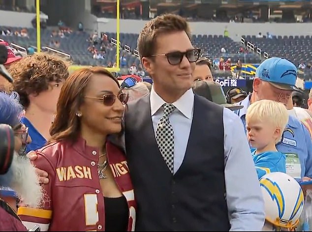 Jackson even posed with Tom Brady, who was there to call the game for Fox Sports