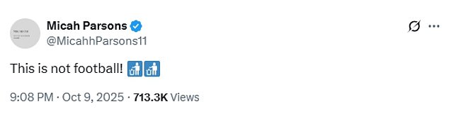 New Green Bay Packers star Micah Parsons slammed the tush push on X