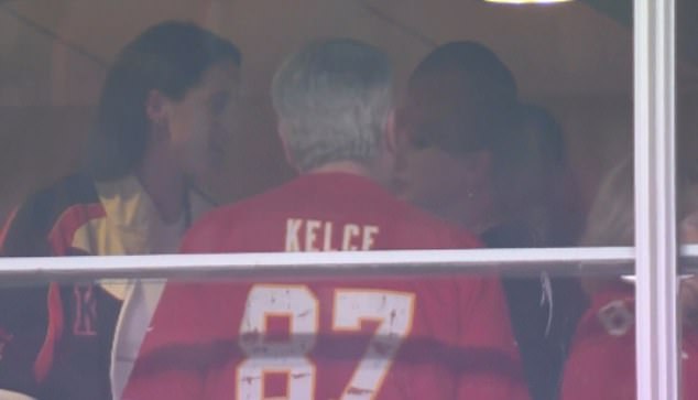 Taylor Swift was spotted chatting to Caitlin Clark at Arrowhead Stadium on Sunday evening