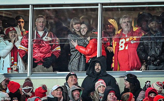 Swift and Clark cheered Kelce and the Chiefs on against the Houston Texans in January