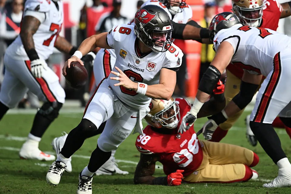 Tampa Bay Buccaneers quarterback Baker Mayfield had another big game against the 49ers. (AP Photo/Jason Behnken)
