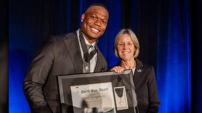 Detroit Lions RB David Montgomery receives prestigious North Star Award for scouting leadership