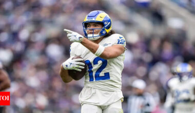 Los Angeles Rams receiver Puka Nacua limps off holding his foot and returns fired up in the third quarter against Baltimore Ravens | NFL News