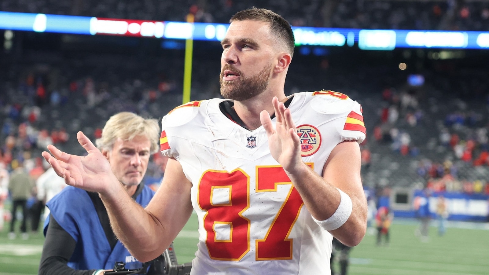 Travis Kelce teases ESPN’s host in viral post Chiefs vs Lions game interview: ‘Why can’t we get you…’ | Watch