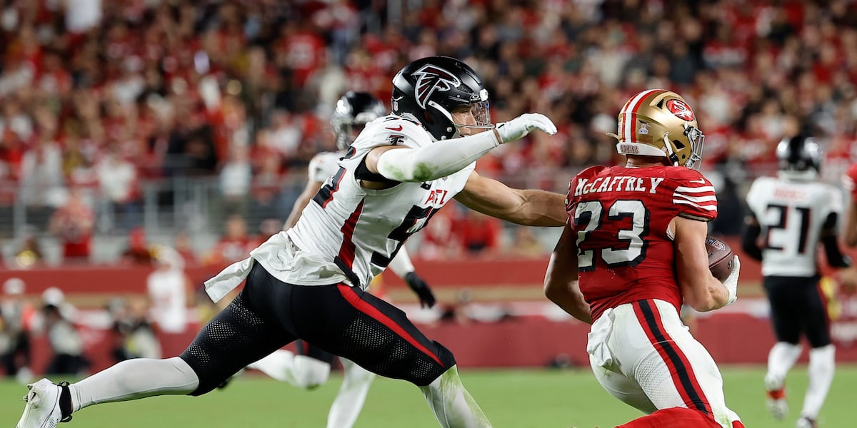 Christian McCaffrey’s 200-yard game from scrimmage powers 49ers past Falcons 20-10