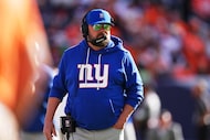 New York Giants head coach Brian Daboll in the first half of an NFL football game Sunday,...