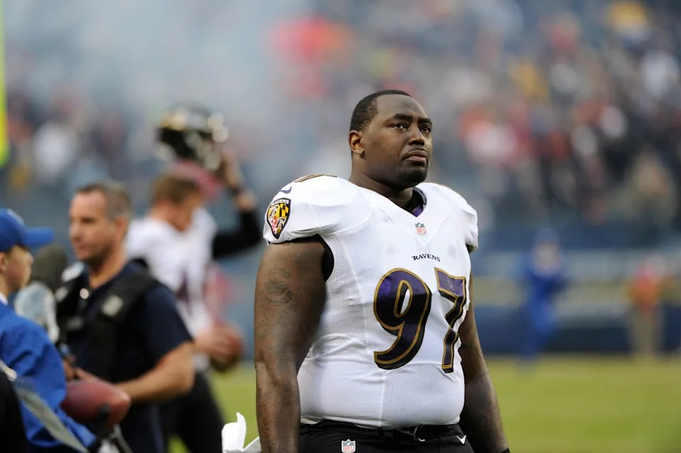 Arthur Jones warms up during a game against the Chicago Bears on November 17, 2013 at Soldier Field in Chicago, Illinois. Getty Images