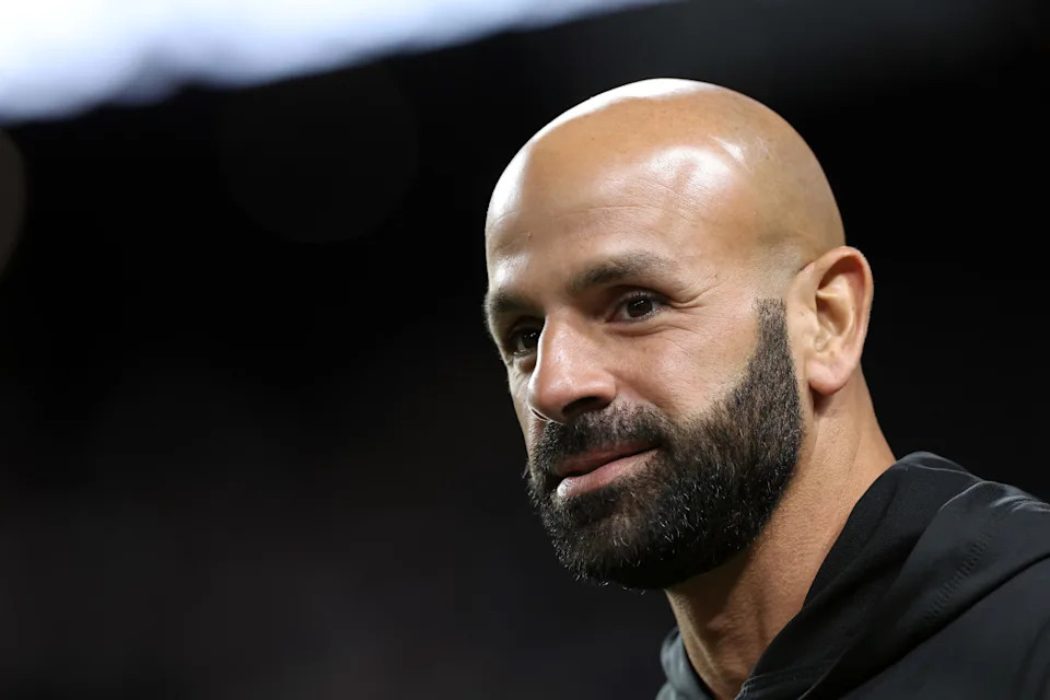 LAS VEGAS, NEVADA - NOVEMBER 12: Head coach Robert Saleh of the New York Jets watches during warm-ups prior to the game against the Las Vegas Raiders at Allegiant Stadium on November 12, 2023 in Las Vegas, Nevada. (Photo by Sean M. Haffey/Getty Images)Sean M. Haffey/Getty Images