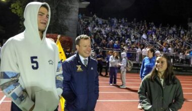 Patriots QB Drake Maye attends Catholic Memorial vs. Xaverian football game