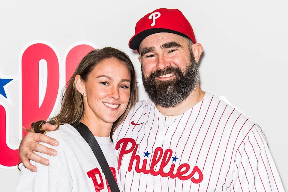 Ouzounova / SplashNews.com Jason Kelce and Kylie Kelce.