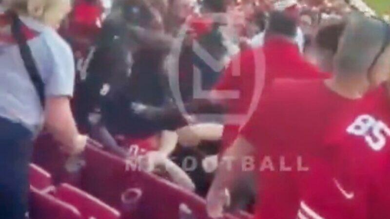The Only Baltimore Ravens Fan At Bucs-49ers Game Was Throwing Massive Haymakers At Some Poor Dude During Crazy Brawl In The Stands [VIDEO]