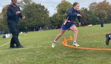 Broncos host flag football clinic at London-area middle school ahead of game