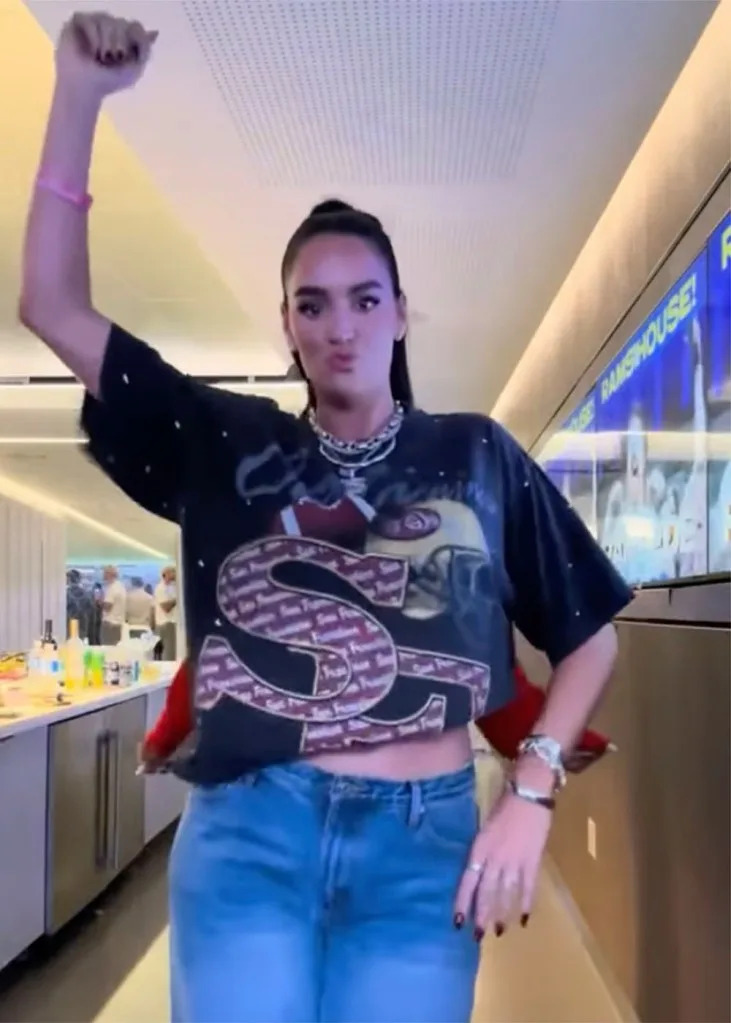 Claire Kittle at the Rams-49ers game with NFL Wags at SoFi Stadium on October 2, 2025. Instagram/Katie Austin