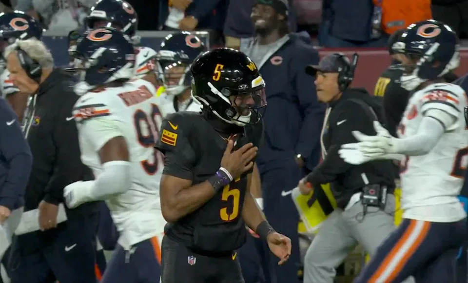 Jayden Daniels on the field.NFL&sol;X