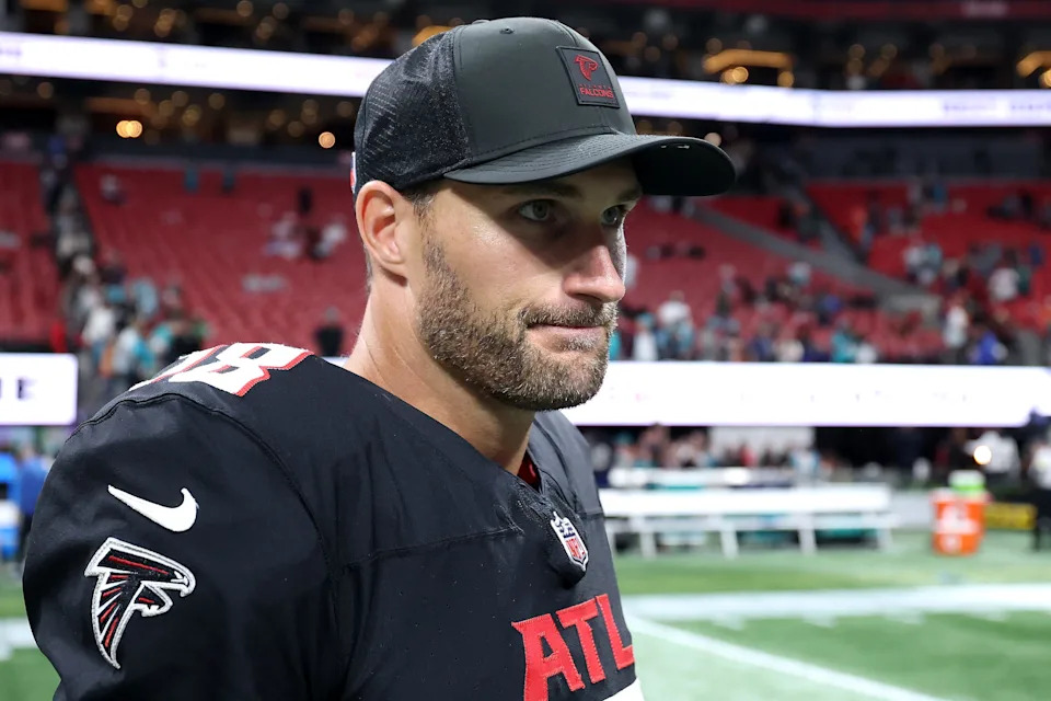 Kirk Cousins of the Atlanta Falcons looks on after his team's 34-10 loss against the Miami Dolphins.