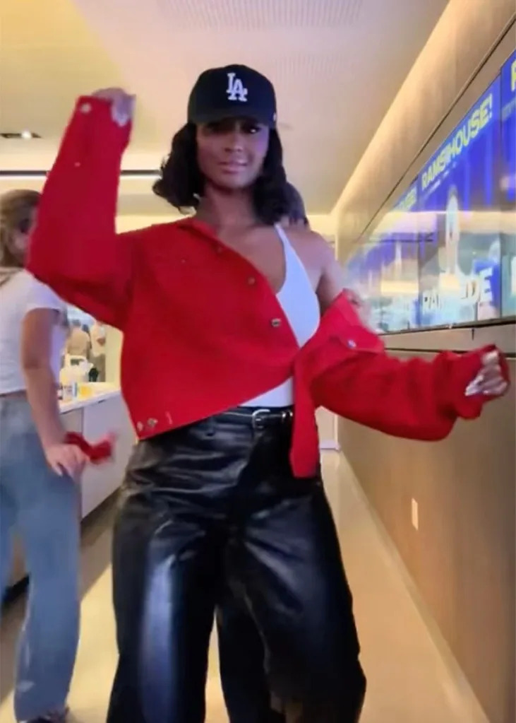 Kayla Nicole was dancing in a private suite at the Rams-49ers game with NFL Wags at SoFi Stadium on October 2, 2025. Instagram/Katie Austin