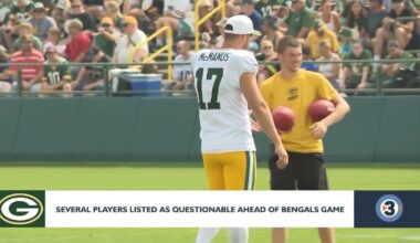Packers list kicker Brandon McManus, three starting offensive linemen as questionable for Sunday’s matchup with Bengals | Top Stories