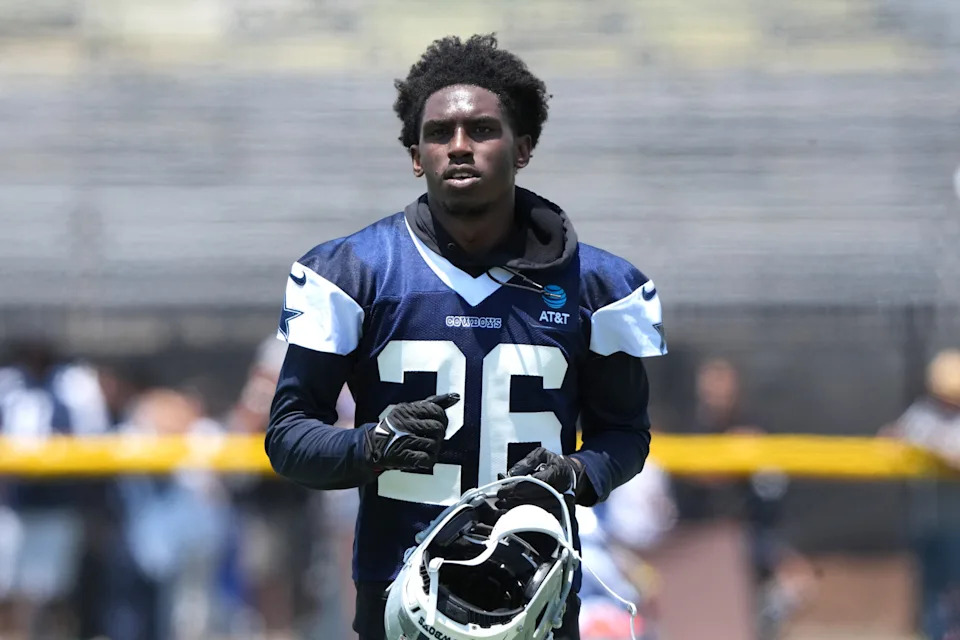 Jul 22, 2025; Oxnard, CA, USA; Dallas Cowboys cornerback DaRon Bland (26) during training camp at the River Ridge Fields. Mandatory Credit: Kirby Lee-Imagn Images