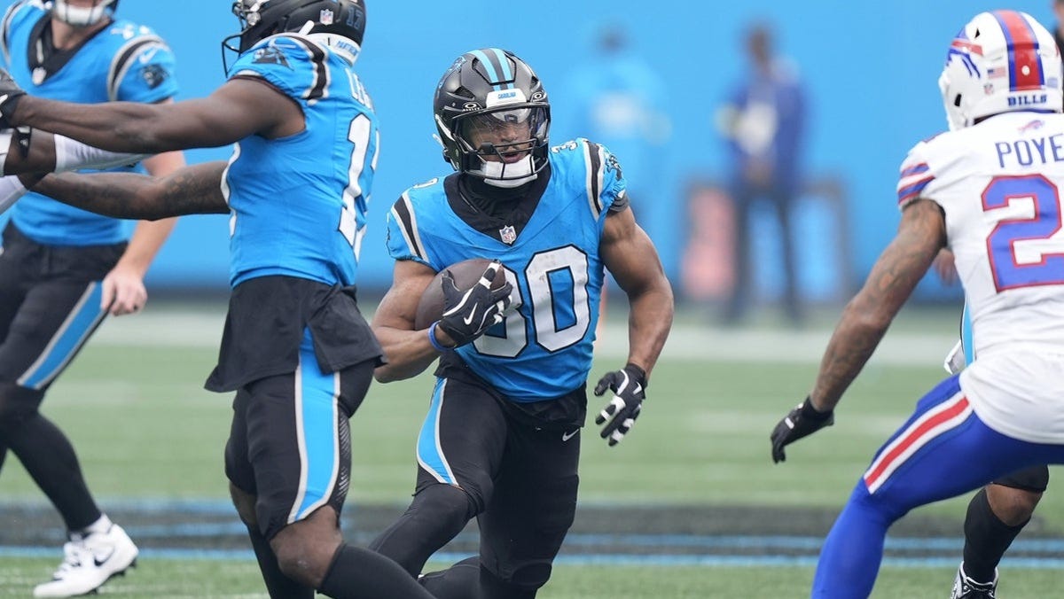 Chuba Hubbard player props odds, tips and betting trends for Week 9