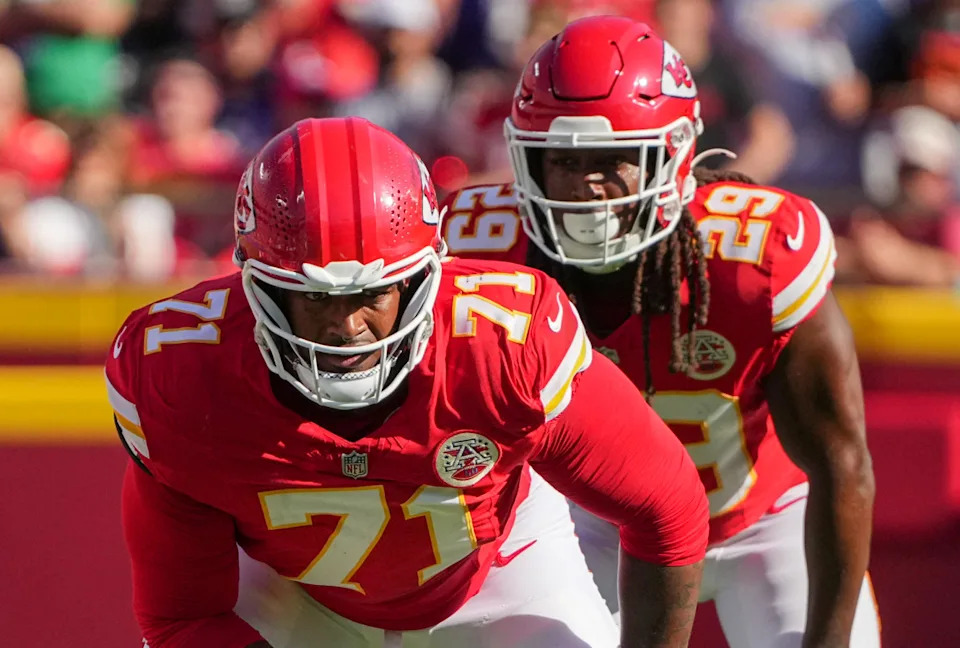 Kansas City Chiefs offensive tackle Josh Simmons remains away from the teamDenny Medley-Imagn Images