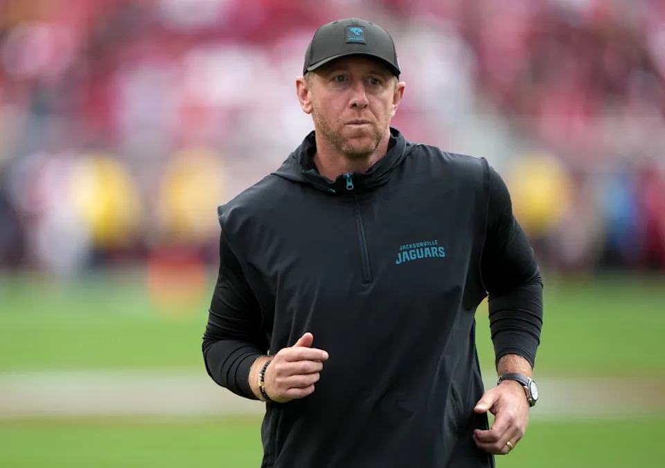 Liam Coen of the Jacksonville Jaguars looks on before a game against the San Francisco 49ers at Levi’s Stadium on September 28, 2025 in Santa Clara. Getty Images