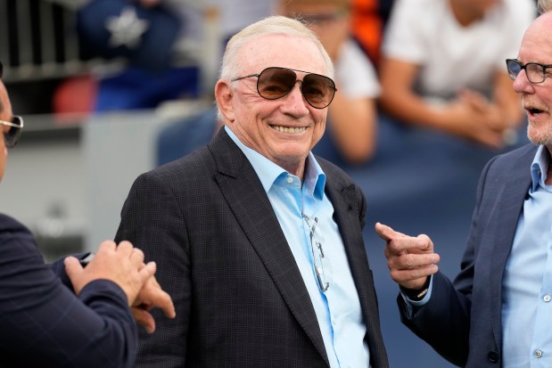Dallas Cowboys owner Jerry Jones stands on the sidelines prior to an NFL preseason football game against the Denver Broncos, Saturday, Aug. 13, 2022, in Denver. (AP Photo/David Zalubowski)