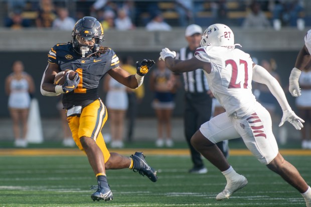 Cal's Kendrick Raphael rushes against Texas Southern in the second half at hosting Cal Berkeley in Berkeley, CA on Saturday, Sept. 6, 2025. (Don Feria for Bay Area News Group)