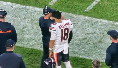 Fan Caught Moment Ben Johnson Pep-Talked Caleb Williams Before Game-Winning Drive