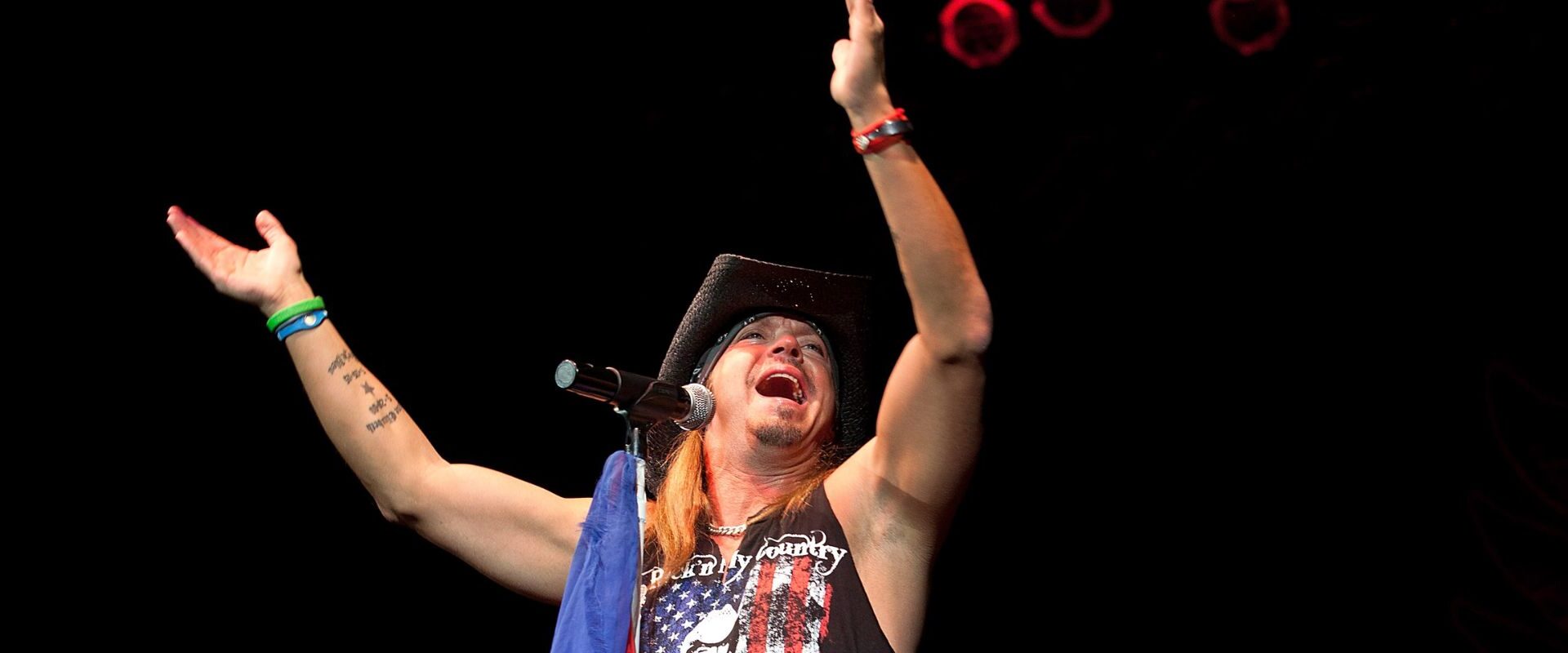 Poison Frontman Bret Michaels Rocking the Stage During Pittsburgh Steelers vs. Green Bay Packers Halftime Show