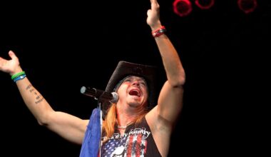 Poison Frontman Bret Michaels Rocking the Stage During Pittsburgh Steelers vs. Green Bay Packers Halftime Show