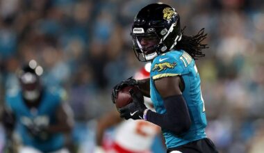 Brian Thomas Jr #7 of the Jacksonville Jaguars