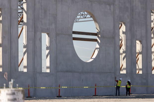 Construction continues on a new practice facility for the Chicago...
